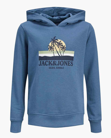 jack & jones junior sweater kap blauw 12210703 BLUEFIN