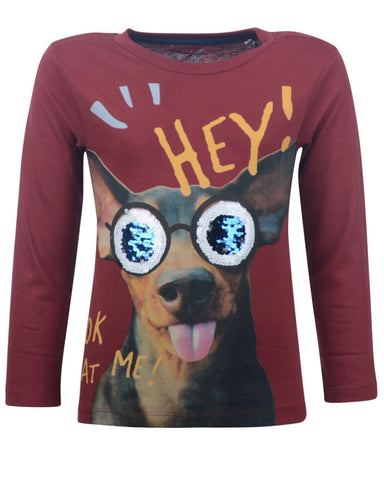 Longsleeve wrijftshirt hond bordeaux