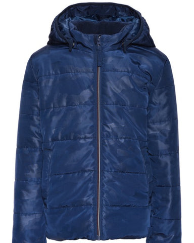 Nameit winterjas blauw camouflage