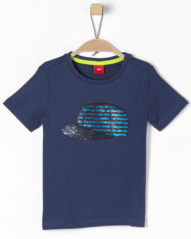 S.oliver t-shirt blauw omkeerbare pailletten pet