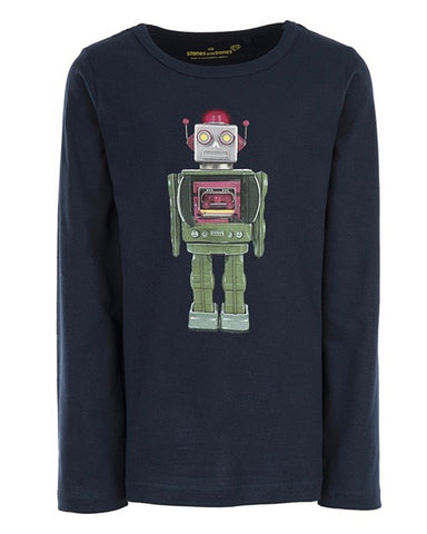 Stonesandbones longsleeve Skipper ROBOT blauw navy