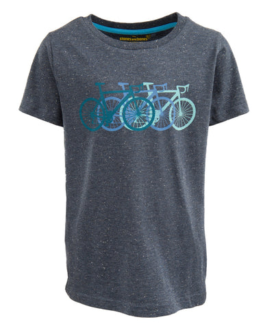 Stones and bones tshirt blauw fiets Russell BIKES