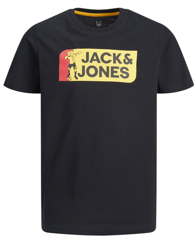 jack & jones junior t-shirt voetbal 12227150 zwart