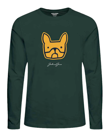 jack & jones junior tshirt groen hond 12222227