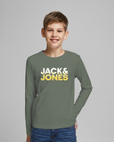 jack and jones t-shirt long sleeve 12213559 kaki jongen