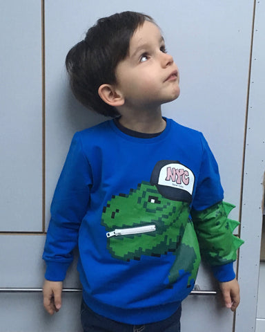 nameit sweater dino blauw groen