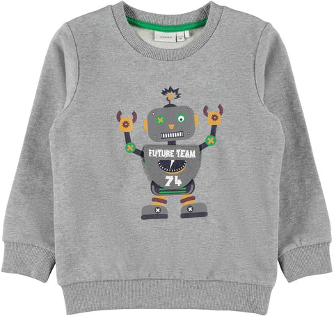 name it sweater grijs robot