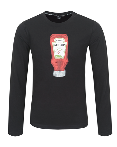 someone t-shirt ketchup SNACK B 03 D BLACK