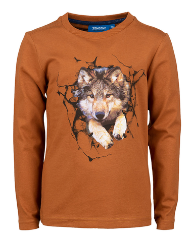 someone t-shirt wolf bruin LOUP SB 03 C COGNAC