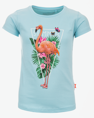 stones and bones t-shirt zomer meisjes Camille FLAMINGO